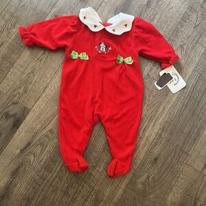 Vintage Baby Mickey & Co Romper  3 Months  Christmas Terry Cloth